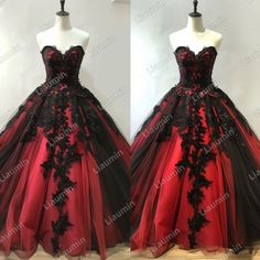 Black And Red Princess Dress, Black And Red Quince Dress, Vampire Quince, Quinceanera Dresses Red And Black, Red And Black Quinceanera Dresses, Black And Red Quinceanera Dresses, Gothic Quinceanera, Black And Red Prom Dress, Debs Dresses