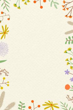 an image of flowers and leaves on a white background with space in the middle for text