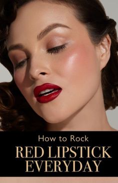 Soft Red Eye Makeup, Everyday Red Lip, Red Lip Makeup Look Blondes, Dark Lipstick Looks, Lipstick For Pale Skin, Dark Hair Pale Skin, Classic Red Lipstick, Red Lipstick Looks