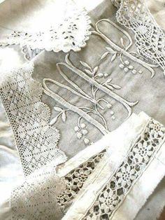 an old piece of cloth with lace on it