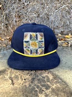 Handmade boho quilt square on relaxed fit coordinating dad hat. These hats are one of a kind and the perfect, easy accessory to add to any wardrobe. They'd also make a unique gift for women too!  Adjustable snap closure. Bill can be slightly shaped when worn. check out my other unique items at www.SunLoveStudio.com Womens Hats