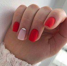 Red Nail Art Designs, Red Nail Art, Red Acrylic Nails, Makijaż Smokey Eye, Pink Nail, Short Nail Designs, Hot Nails