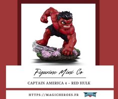 the figurine minis captain america 4 - red hulk figure is displayed on a white and red background