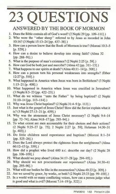 a page from the bible's book, 23 questions answered by the book of mormon