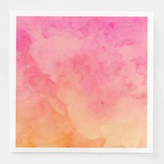 an orange and pink painting with white frame