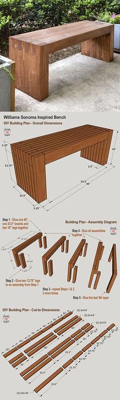 Woodworking projects and crafts Plant Stand Diy, Outdoor Bench Plans, Diy Bench Outdoor, Bench Plans, Free Woodworking Plans, Diy Bench, Diy Wood Projects Furniture