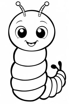 Caterpillar Coloring Page 5 for Kids Caterpillar Coloring Page, Caterpillar Colouring Pages, Cartoon Caterpillar Drawing, Bug Coloring Pages For Preschool, Caterpillar To Butterfly Drawing, Bugs Coloring Pages, Insects Coloring Pages, Insect Colouring Pages, Vegetable Animals