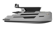 a white and black boat is shown on a white background in this image it appears to be an artist's rendering