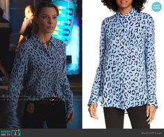 an animal print shirt worn by person on tv soap opera