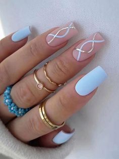 Multicolor  Collar    Color Nails Embellished   Beauty Tools Blue Nail, Short Acrylic Nails Designs, Stick On Nails, Short Acrylic Nails, Nail Polishes, Best Acrylic Nails, Cute Acrylic Nails, Acrylic Nail Designs