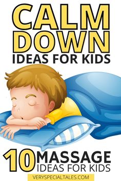 a kid sleeping on a pillow with the words calm down ideas for kids