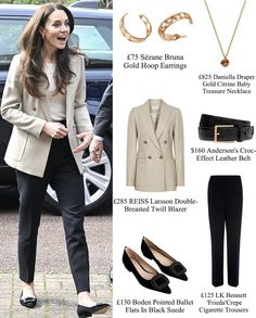 Luxury Blazer Outfit, Kate Middleton Work Outfit, Kate Middleton Blazer Outfit, Blazer And Sneakers Outfit Classy, Kate Middleton 2023 Style, Quiet Luxury Fashion Women, Affluent Aesthetic, Kate Middleton Street Style