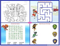 the paw patrol activity book is shown with pictures and words to help kids learn how to draw