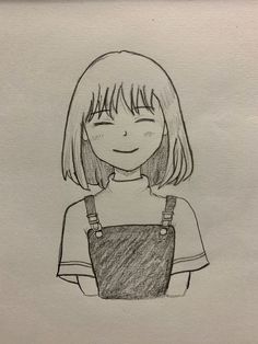 a drawing of a girl with suspenders and overalls