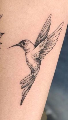 a small bird tattoo on the arm