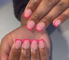 French Tip Acrylic Nails Short, Acrylic Nails Short Square, Acrylic Nails Short, Pink French Tip, Nails French Tip, Nails Short Square