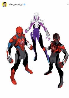 three different types of spider - man costumes