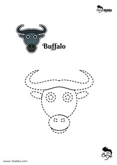 a bull face with the word buffalo on it's forehead and an animal head in the