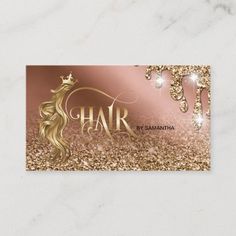 hair stylish business card with gold glitter