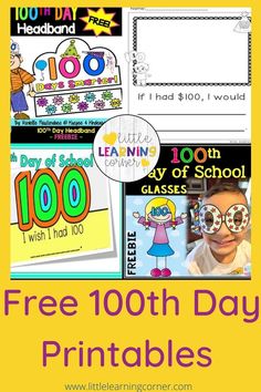 free 100th day printables for kids to use on their homeschool books