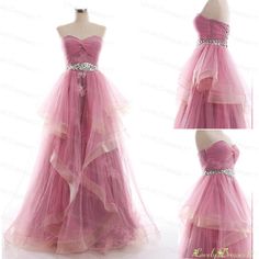 Puffy Embriodery Ball Gown Sweetheart Neckline Sweep Train Prom Dress with Lace-up Prom Dress Princess Style, Sweep Train Prom Dress, Tulle Party Dress, Prom Dresses Elegant, Princess Prom Dresses, Strapless Prom Dresses, Pink Prom Dress, Beaded Prom Dress, Pink Prom