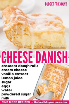 the recipe for easy cheese danish is shown