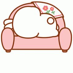 an animal sitting on top of a pink couch with flowers in it's head