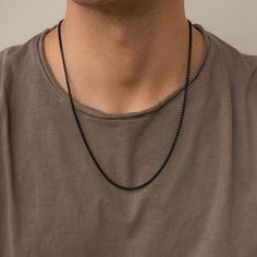 M E N ' S ∙ B L A C K ∙ R O L O ∙ C H A I N Looking for the ideal gift for the fashion-forward man in your life? A stylish and masculine piece that exudes confidence, our Men's Black Chain Necklace is a must-have in every man's jewelry collection. This statement necklace effortlessly enhances any look, showcasing a blend of urban edge and timeless charm. * Material: Stainless Steel ∙ Hypoallergenic ∙ Waterproof ∙ Tarnish Free * Finish: Black IP * Featuring a ~2.5mm Black Rolo Chain Necklace, adj Black Rolo Chain Necklace As A Gift, Black Rolo Chain Necklace For Gift, Black Curb Chain Necklace For Everyday, Everyday Black Curb Chain Necklace, Everyday Black Box Chain Necklace, Black Necklace Outfit, Mens Black Chain Necklace, Initial Tag Necklace, Black Chain Necklace