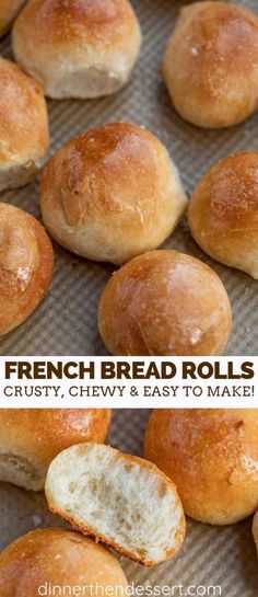 french bread rolls on a baking sheet with text overlay