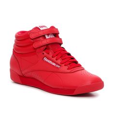 Reebok-Freestyle Hi High-Top Sneaker - Women's You can't go wrong with the retro-inspired Freestyle Hi high-top sneaker from Reebok. Created specifically for women and quickly became a fitness and fashion icon, this pair features a smooth leather upper and a sporty padded collar with hook and loop straps for a secure fit. High Tops For Women, Reebok Freestyle Hi, Reebok Retro, Reebok Freestyle, High Tops Women, 90s Party, Favorite Shoes, Rachel Weisz, Sport Shoes Women