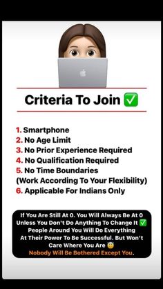 an advertisement for the apple app called criteria to join