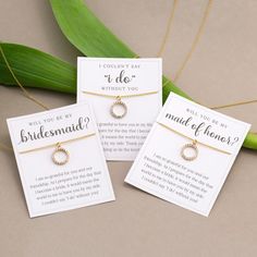 three bridesmaid bracelets with matching necklaces