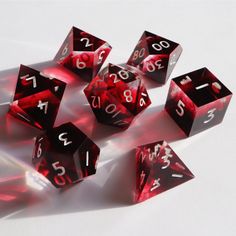 red and black dices with numbers on them