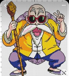 an old man with glasses and a cane is depicted in this cross - stitch pattern