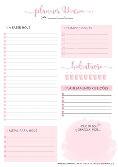 a pink and white planner with the words plan your day written in cursive writing