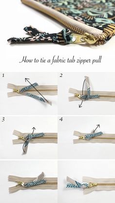 how to tie a fabric zipper pull - step by step instructions on how to use it