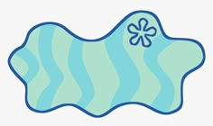 a blue and green striped object with a flower on it's center, in the shape of a fish