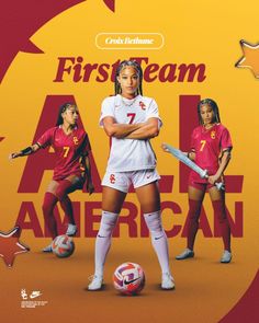 an advertisement for the women's soccer team