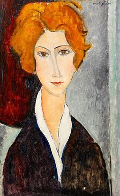 a painting of a woman with red hair