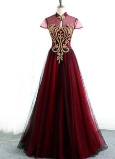 Elegant Red Tulle Evening Dress, Red Tulle Ball Gown For Evening, Red Fitted Bodice Organza Dress, Elegant Red Organza Evening Dress, Elegant Red Tulle Gown, Burgundy Gown For Prom Banquet, Fitted Red Gown For Debutante Ball, Red Fitted Gown For Debutante Ball, Red Organza Dress For Banquet