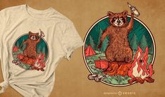 a t - shirt with an image of a grizzly bear holding a fire extinguisher