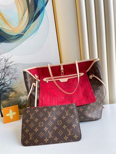 LV Neverfull MM Monogram Canvas Red For Women Lv Neverfull Mm, Lv Neverfull, Mm Monogram, Colorful Textiles, Neverfull Mm Monogram, Louis Vuitton Neverfull Mm, Neverfull Mm, Vuitton Neverfull, Evening Clutch Bag