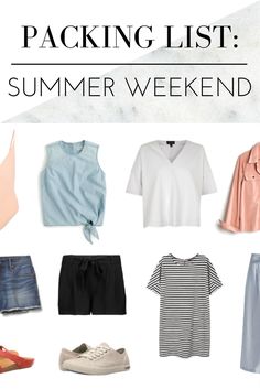 Weekend Packing List Summer, Summer Weekend Getaway Outfits, Long Weekend Packing List, Beach Weekend Packing, Weekend Trip Outfits, Long Weekend Packing, Weekend Trip Packing List, Weekend Capsule Wardrobe, Weekend Getaway Packing