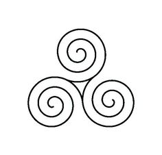 three spirals are shown in black and white on a white background, with the word's name below it