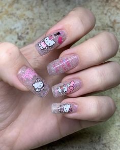 Kawaii Makeup, Colorful Nail Art, Small Hand Tattoos, Nail Art Summer, Nail Tutorials, Pink Glitter, Trendy Nails