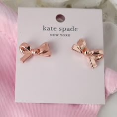 New Kate Spade Skinny Mini Bow Stud Earrings Rose Gold O0ru2908 $48 Material Metal Features Stud Earrings Details Weight: 3.7g Handcrafted Aesthetic Bow, Fantasy Earrings, Cool Piercings, Mini Bow, Earrings Rose Gold, Snake Jewelry, Snake Earrings