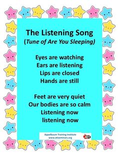 the listening song tune of are you sleeping? eyes are listening lips are closed hands are still