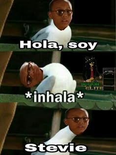 an image of two men with glasses and one has the words hola, soy in