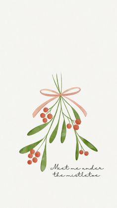 a greeting card with an illustration of mist and berries on the front, tied in a pink ribbon