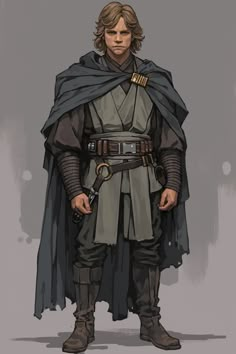 a man in a star wars outfit standing with his hands on his hips and wearing a cape